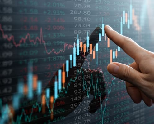 Stock lines representing the Centura Wealth Market Recap 2023
