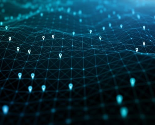 Location icons of gps navigation, Global 5g high speed internet connection and Big data analysis process background