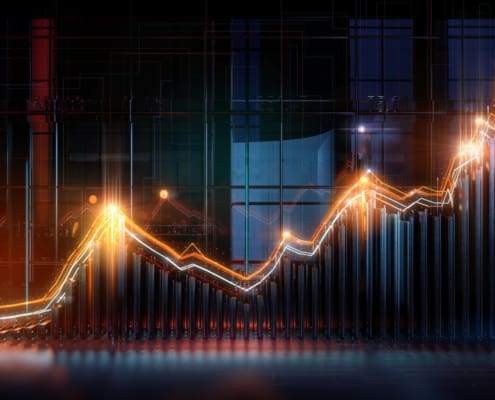 a stock line in gold representing understanding alternative investments