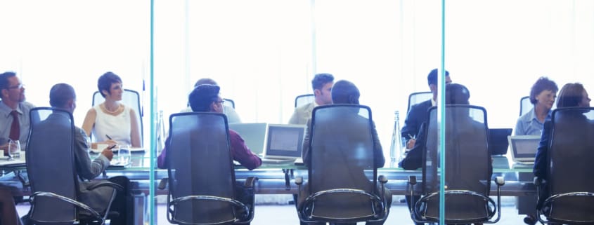 Exit negotiations in a board room through a plate glass window